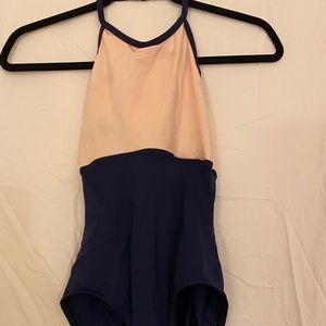 Navy and light pink Mariia halter leotard/bodysuit